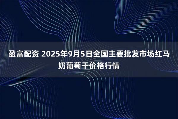 盈富配资 2025年9月5日全国主要批发市场红马奶葡萄干价格行情